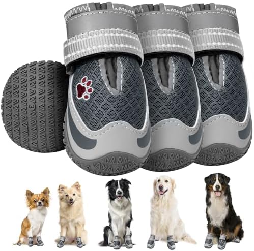 Lukovee Dog Shoes for Large Small Medium Dogs Summer Hot Pavement, Adjustable Non-Slip Dog Booties Outdoor Walking (Grey,Size 0)