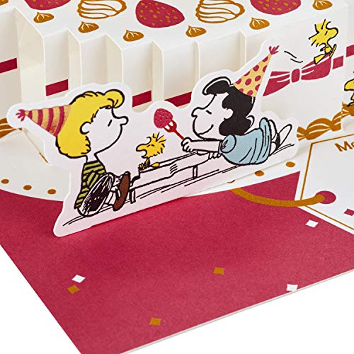 Image of Hallmark Pop Up Peanuts Birthday Card (Peanuts and Snoopy Cake) (699RZQ1010)