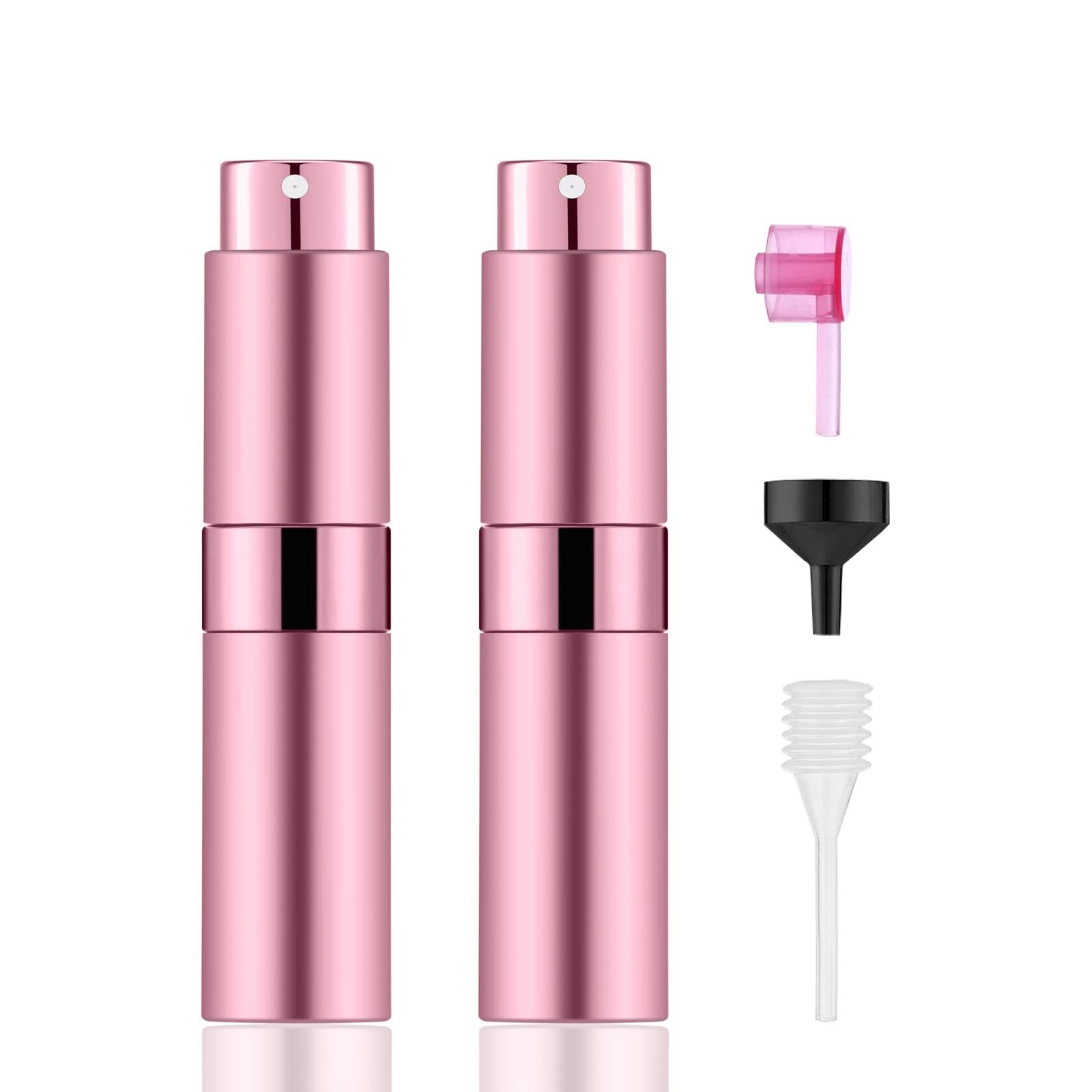 IRON BILL 2 PCS/8ml Portable Mini Perfume Atomizer bottles, Empty Refillable Spray Bottle with 3 Types of Refill Tools, Pocket Travel Perfume Sample