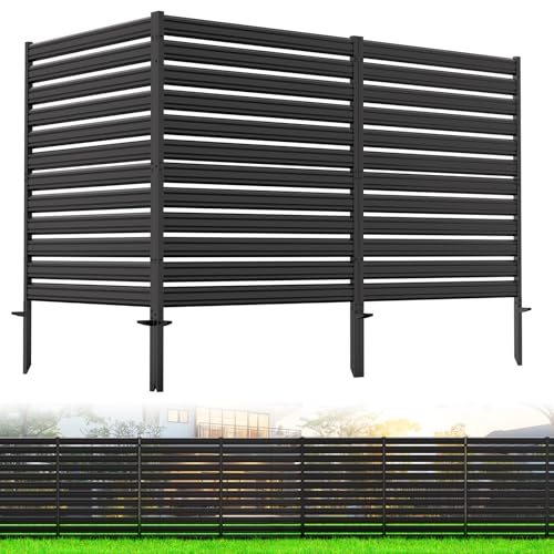 3 Panels No-Dig Metal Privacy Fence Screen 42 H 38 W Outdoor Air Conditioner Fence Rustproof AC Unit Cover to Hide Trash Bins Pool Equipment Enclosure Decorative Garden Patio & Backyard