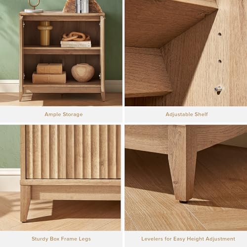 Mopio PD1009 Brooklyn Storage Cabinet, Modern Farmhouse Entryway Accent Cabinet, Buffet Sideboard, Credenza, Wood Modular Cabinet With Doors & Shelf, Fluted Panel, For Living Room thumb #3