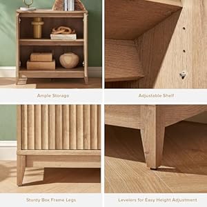 Mopio brooklyn storage cabinet modern farmhouse entryway accent cabinet buffet sideboard credenza wood modular cabinet with doors shelf fluted panel oak wave fluted cabinet set of 2  urban country home decor