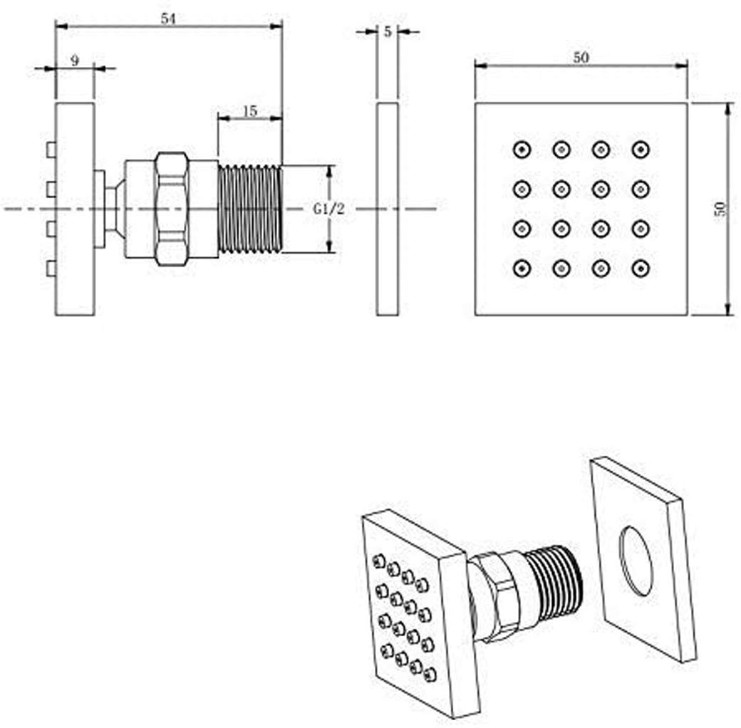 Grifo Ducha Techo lámpara Pulgadas con Sprays Cuerpo de 6 pc.