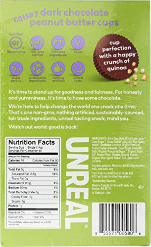 UNREAL Dark Chocolate Crispy Quinoa Peanut Butter Cups, 40 Count