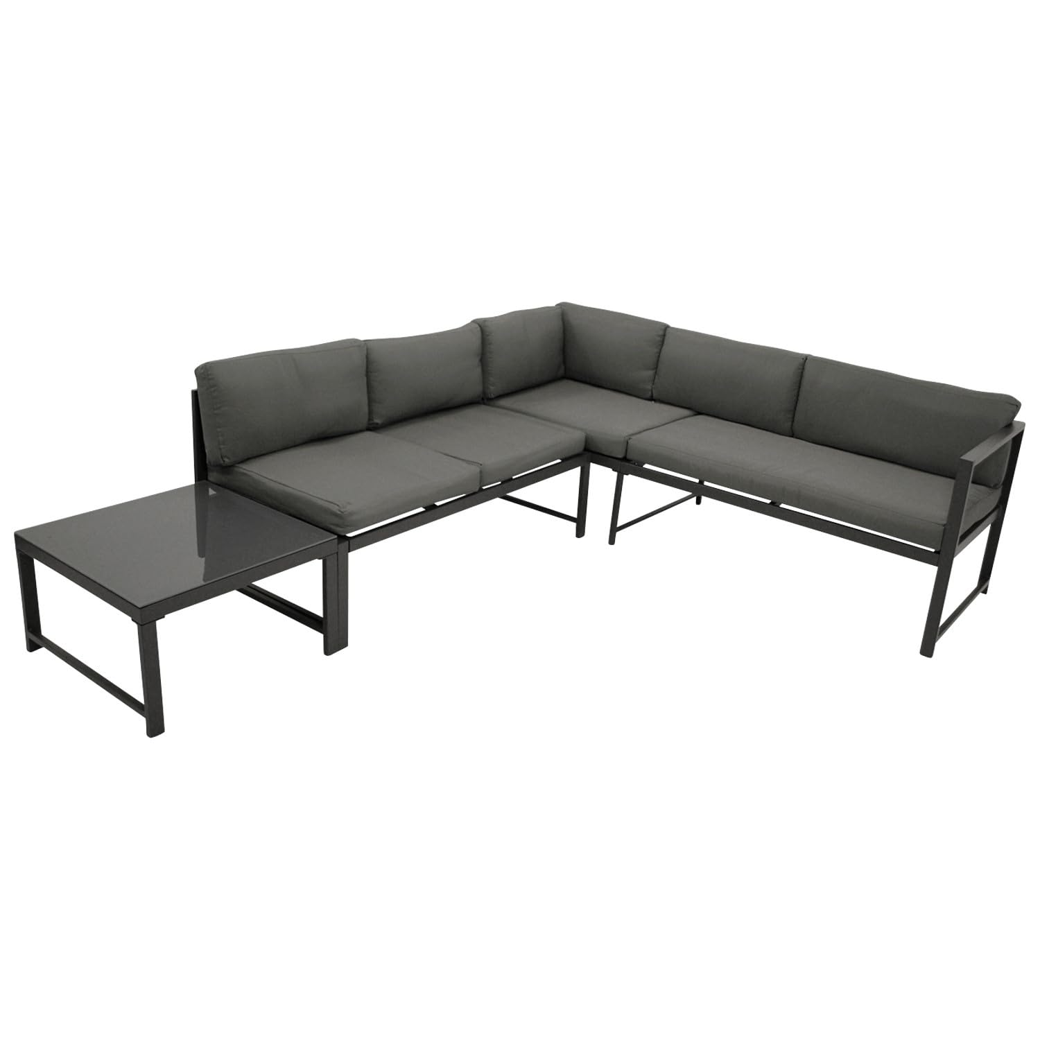 DEGAMO Funktions Eck- Loungeset Montana 192x188cm, Aluminiumgestell dunkelgrau, mit Verstellbarer Liegefunktion und Polstern grau, Outdoor wetterfest