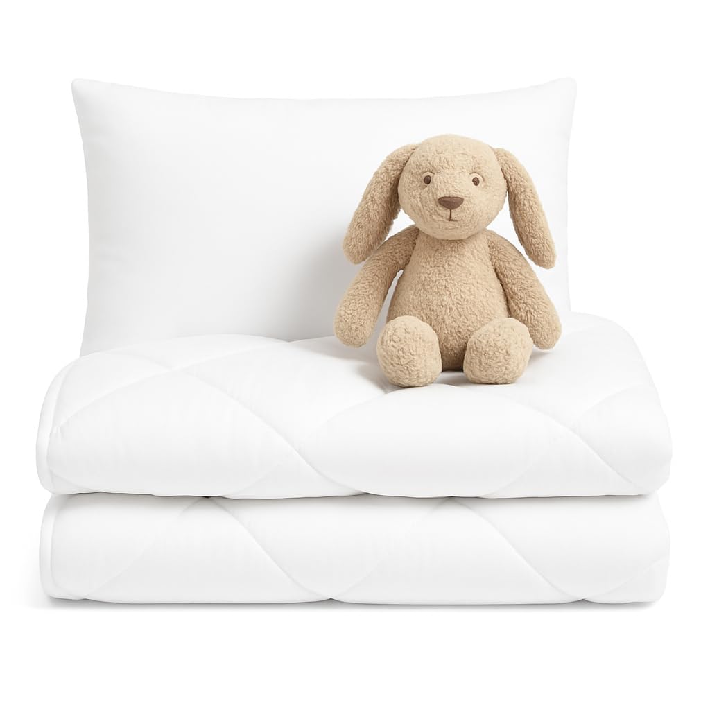 SOHYGGE Set Piumone e Trapunta Prima Infanzia 100x135 + Cuscino 35x55 cm – Per Letto 70x140 – Morbido e Traspirante – 4 Stagioni – Lavabile 60 °C – OEKO-TEX – Biancheria da Letto per Neonato e Bambino