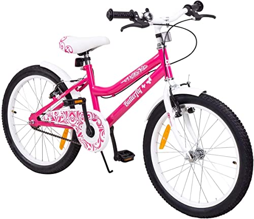 Actionbikes Vélo Enfant Butterfly - 20 Pouces - Vélo Enfant pour Fille - De 6-9 Ans - Frein V-Brake - Roue Libre - Garde-chaîne - Bicyclettes - Vélo de Course - Vélo Enfant Cover