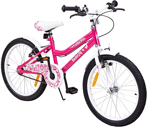 Actionbikes Vélo Enfant Butterfly - 20 Pouces - Remorque Vélo Enfants 2-9 Ans - Pneus à air - Protections de chaîne - Vélos - Draisienne