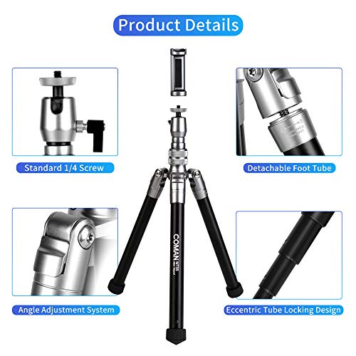 Camera Tripod, COMAN 3 in 1 Phone Tripod and Selfie Stick Tripod with Bluetooth Remote 57 inch for iPhone