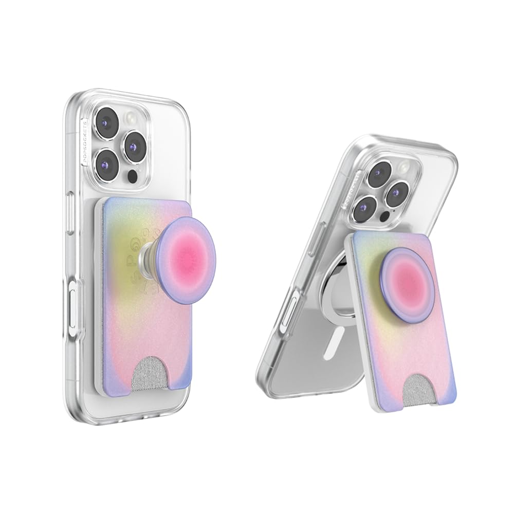 PopSockets Kick-Out Wallet for MagSafe, Kickstand- Aura