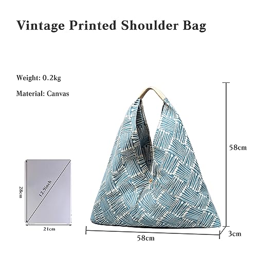 Image of CORIOS Canvas Handbag for Women - Ethnic Style Tote Top Handle Summer Beach Large Shoulder Bag