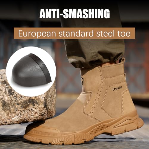 GLANOUDUN Zipper Steel Toe Boots