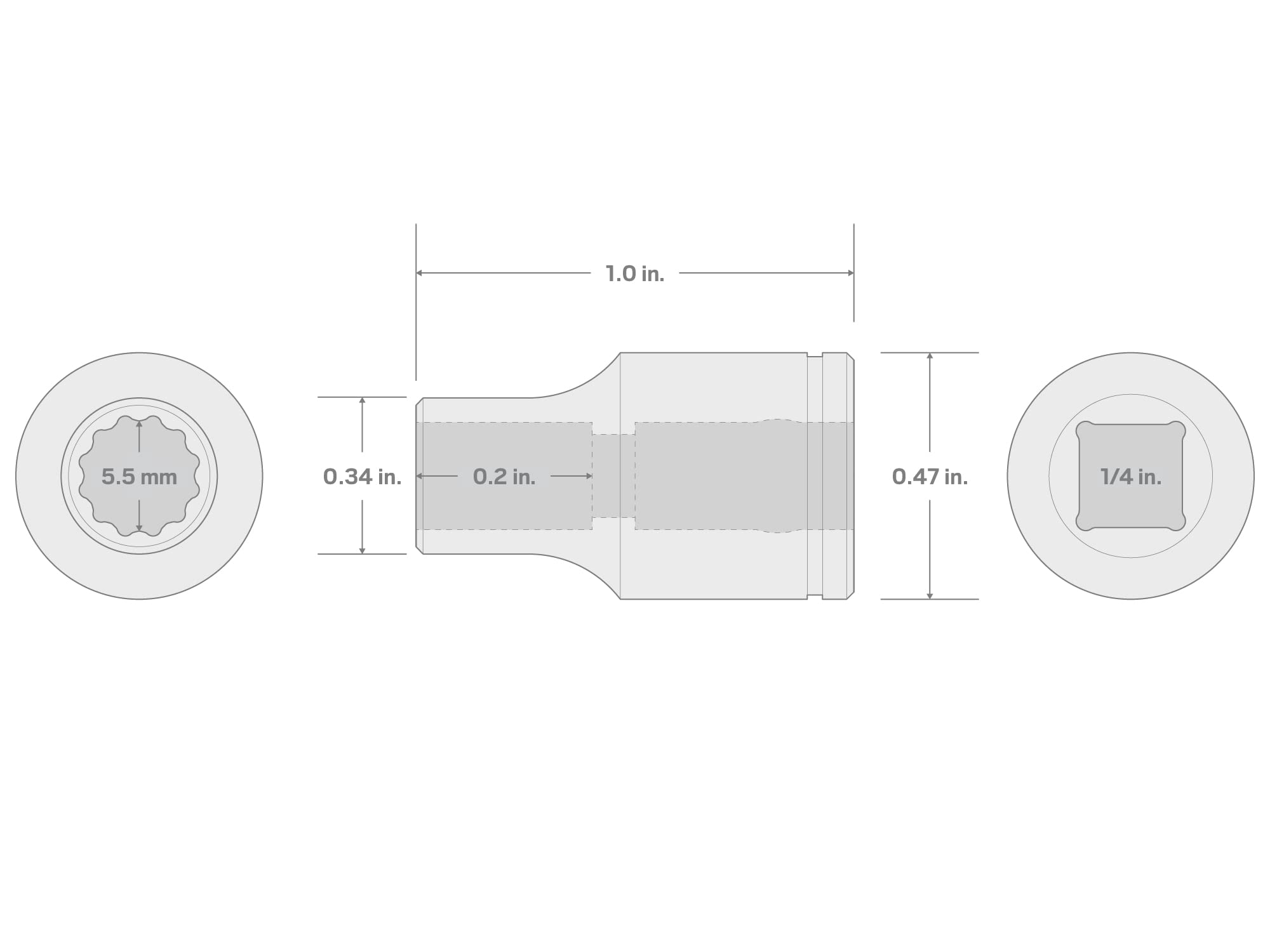 TEKTON 1/4 Inch Drive x 5.5 mm 12-Point Socket | SHD02305