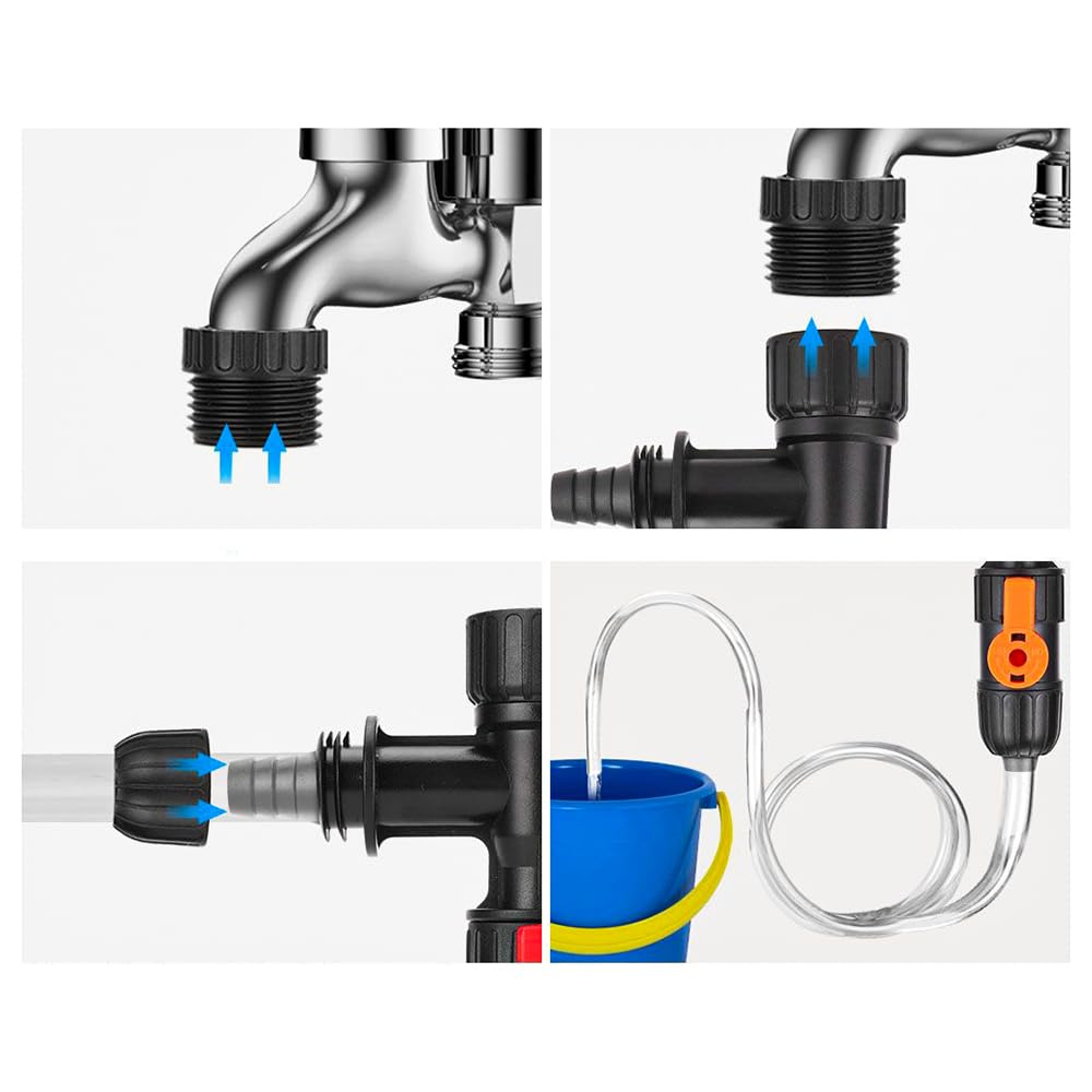 Nettoyeur d'aquarium de Poissons de mer changeur d'eau Automatique avec Adaptateur de Robinet Type de Robinet changeur d'eau d'aquarium