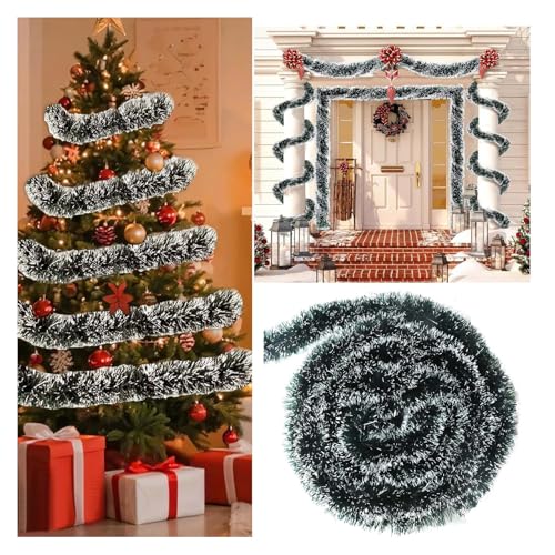 NOHJER Guirlande de sapin de Noël de 4 m - Blanc/vert - Guirlande de sapin de Noël à suspendre - Décorations d'intérieur et d'extérieur – vue 6