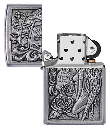 Encendedor Zippo Skull and Angel Emblem Chrome miniatura 4
