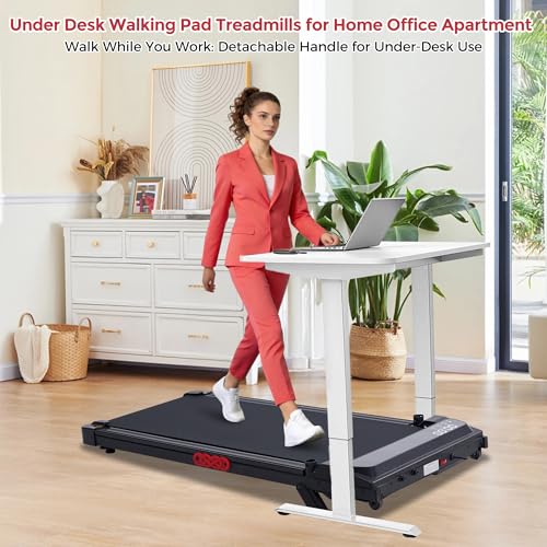 Image of Walking Pad Treadmill with Handle Bar and Incline, 3.5HP Electric Small Treadmills for Home Small Spaces, 0.6-10MPH Portable Mini Treadmills for Home Exercising, Compact Treadmill with Handles, 400LBS