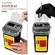 ATOMUS 2pcs 1L Black Tattoo Plastic Sharp Container Box Sharps Containers Needle Destruction Waste Bin Needle Disposal Bin with Lid for Tattoo Eyebrow Blade