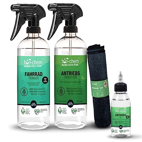 bio-chem Fahrrad Reinigungsset 4-teilig - Extrem effektives & materialschonendes Pflegeset: 1x Fahrradreiniger 750ml + 1x Ant
