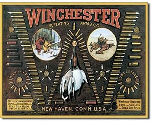 Winchester Arms Bullet Board Ammunition Ammo Firearms Guns Hunt Metal Tin Sign 8X12In