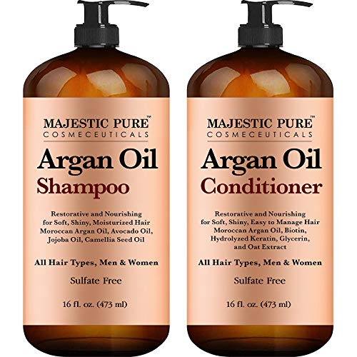 Argan Oil Shampoo and Conditioner, from Majestic Pure, Improve formula Sulfate Free, Vitamin