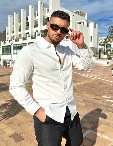COOFANDY Men's Long Sleeve Button Down Shirts Casual Untucked Dress Shirt Beach Wedding Shirts3