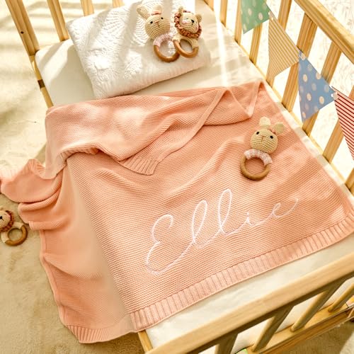 Personalized Custom Embroidered Chunky Knit Baby Blanket, 40 * 30 inch, Handmade Nursery Blankets, Newborn Baby Gifts for Boy/Girl, Birthday - Image 3
