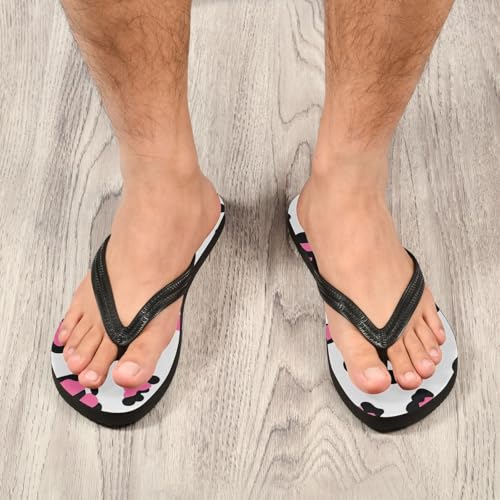 Leopard Pink Hearts Flip Flop Beach Summer Casual Sandal for Women & Men Shower Shoes 208609424
