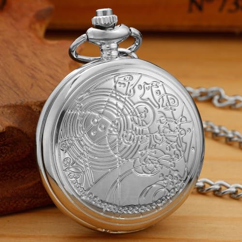 Image of Quartz Pocket Watch for Men, White Roman Digital Dial Pocket Watches for Men with Chain