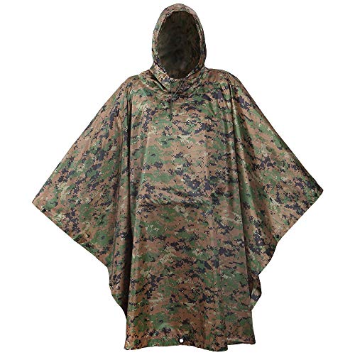 USGI Industries Military Style Poncho Multi Use Rip Stop Camouflage Regen Poncho, MARPAT, Einheitsgröße