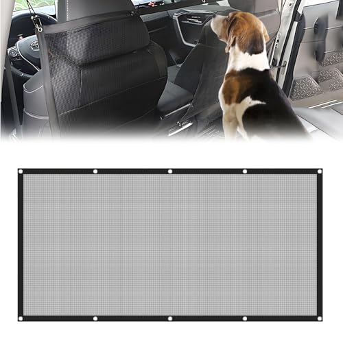 PLALEI Car Dog Barrier Net,Dog Car Divider with Adjustable Ropes and Hooks One-Piece Design Mesh Fence Universal for Most Cars, SUVs, Pickups, Trucks and Vans (45x21 Inches)