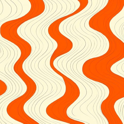 Ripple Orange Removable Wallpaper Peel and Stick 17.3"x118" inch Painted Curve Wall Paper Textured beadboard Mural Stick on for Bedroom Bathroom Accent Wall Cabinet Drawer Waterproof