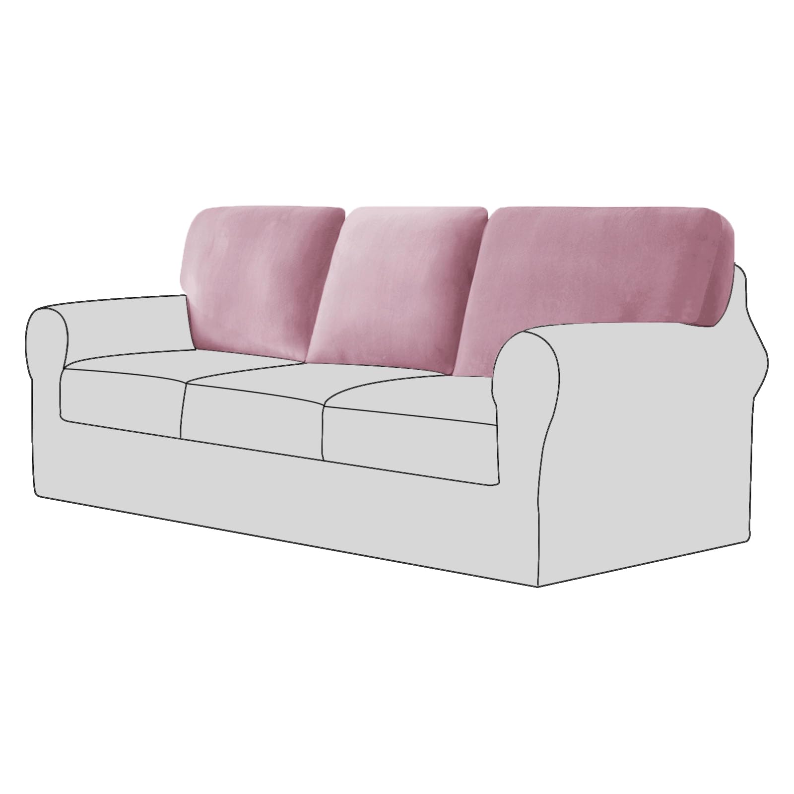UNBBRRL Sofa Backrest Cover Stretch, Separate Back Cushion Covers, Backrest Cushion Slipcover, Sofa Back Cover Furniture Protector (Pink,Large square×3 (3 pcs))
