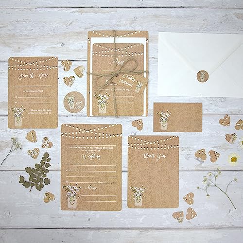 Invitaciones de boda jarrón rústico de flores para confirmar asistencia RSVP 10 ud 4