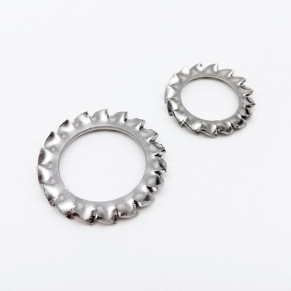Arandelas de arandela plana grande, Arandela de seguridad dentada dentada externa de acero inoxidable 304(50Pcs,M10)