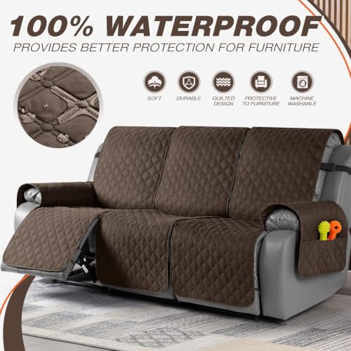 Image of TAOCOCO 100% Waterproof Recliner Sofa Covers Reversible, Brown