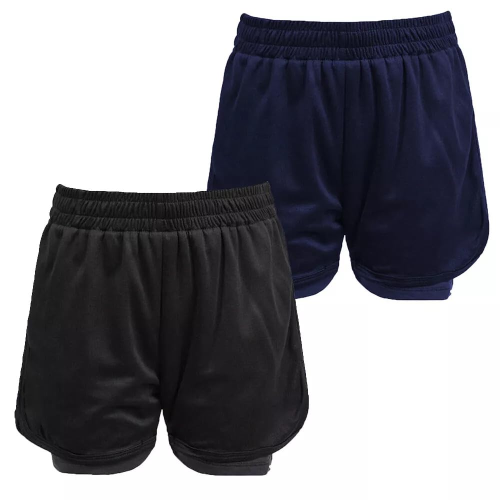 2-in-1-Fußballshorts für Kinder, Jungen, Sport, aktiv, Fitness, Schule, Sport, Junior, Premium, athletisches Training, Fitnessstudio, Laufen, Hyper-Shorts