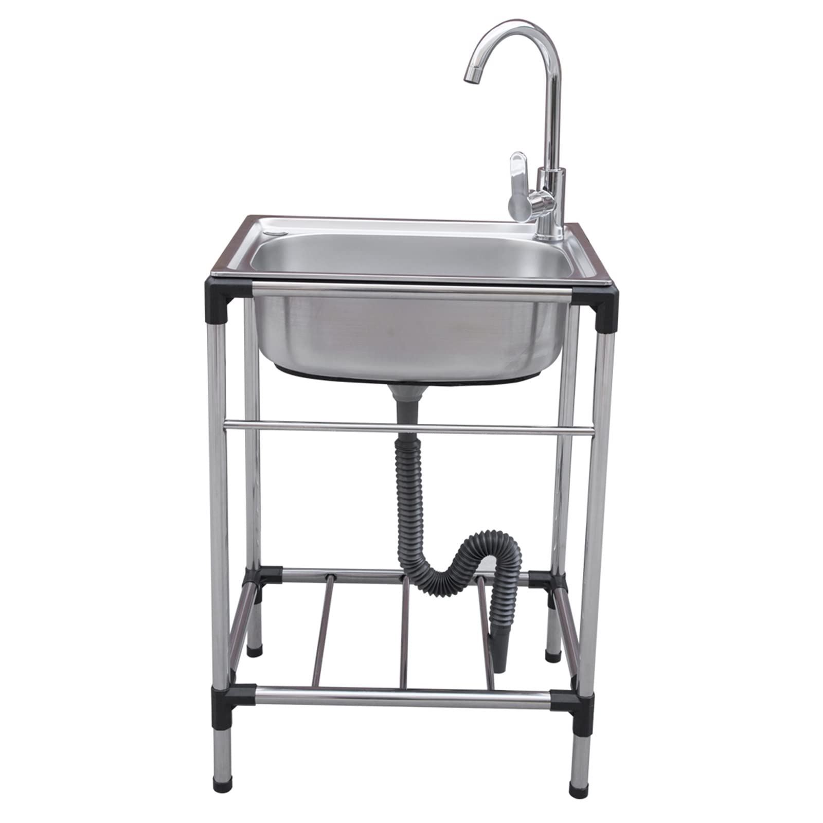 Évier de cuisine cuve inox avec support lavabo extérieur pour garage et bar