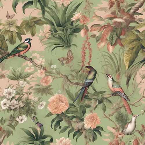 VEELIKE Bird Wallpaper Peel & Stick Floral Wall Mural