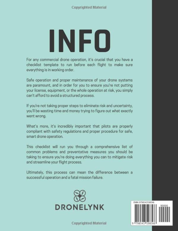 Vista 2 de Drone Pre-Flight Checklist For any commercial drone operation, a checklist to run before each flight (Drone Operator Checklists)