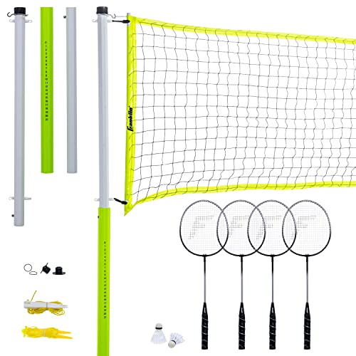 Franklin Sports Badminton Set - Portable Backyard + Beach Badminton Set - Adult + Kids 4 Player Badminton Net Set - (4) Rackets + (2) Birdies Included - Advanced #TOP7