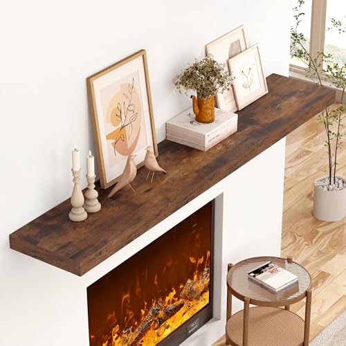 Image of 48 Inch Floating Shelves, 12 Inch Deep Floating Shelves for Wall, Extra Deeper & Thicker Wooden Wall Shelf with Invisible Brackets, Shelf for Bedroom Home Decor(Rustic Brown, Set of 2)