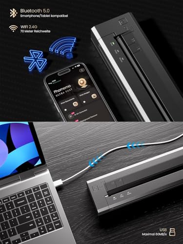Image of Phomemo G100 Ultra Fast Portable Printers Wireless for Travel, 100mm /s, 499g, 300DPI, 1300mAh, Thermal Inkless Bluetooth Printer Compatible with iOS /Android /PC, US Letter /A4, with Case & 20 Sheets