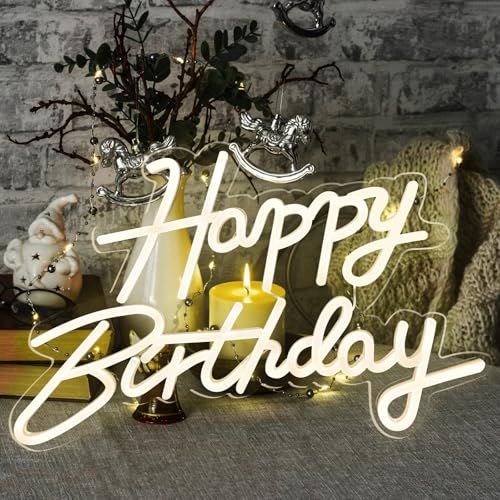 Happy Birthday Neon Sign Neon Sign Warm White LED Neonlicht USB-betriebene PartyLeuchtreklame Brief Lichtschilder für Geburtstag Bar Zimmer Club Wandlichter Dekoration Geburtstagsgeschenk