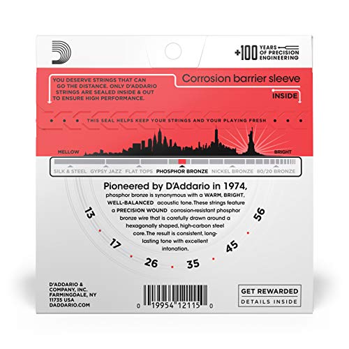 image for D'Addario Acoustic Guitar Strings, Phosphor Bronze, EJ17, Medium Gauge