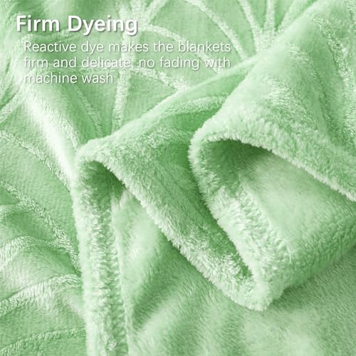 Whale Flotilla Flannel Fleece Throw Blanket for Couch, Soft Fluffy Velvet Sofa Blanket with Decorative Vintage Pattern for All Season, Warm and Lightweight, 50x60 Inch, Light Green