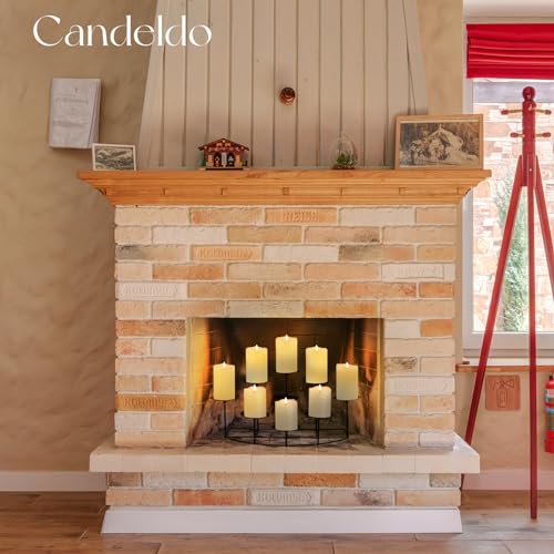 Candeldo Candelabra Fireplace Candle Holder: Black Metal Pillar Candle Holders For Inside Fireplace Mantle Decor Floor Candelabras Candles Stand Table Centerpiece thumb #1