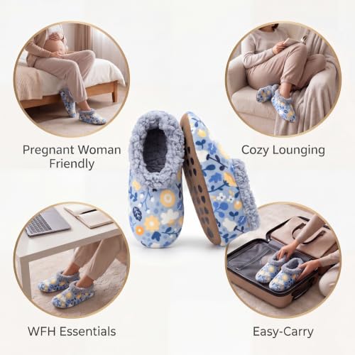 Image of The Metluks Womens Slippers Indoor Soft Sole Slipper Socks | Fuzzy sherpa lining, warm winter comfort, non slip grippers, flexible feel, washable, cozy home wear