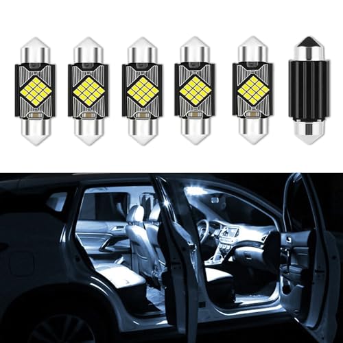 HEVLE 6PCS DE3175 LED Dome Light Bulbs Extremely Bright 31mm DE3021 6428 6430 7065 1.22inch Led Interior Car Festoon Bulb Upgraded 400LM 6500K Dome Map Door Lights LED Blub Universal for Most Car