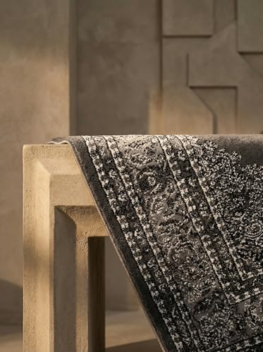 Tapis poils courts lavable gris 300x400 cm compatible chauffage au sol ALETSCH